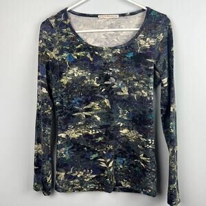 Peruvian Connection XS scoop neck fitted pima cotton blend long sleeve shirt